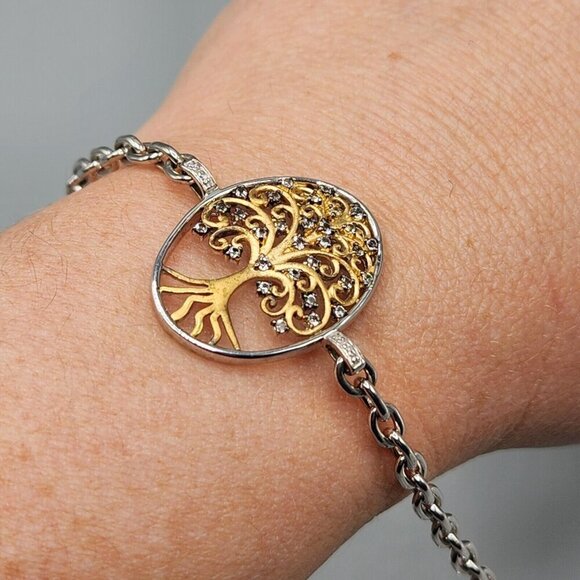 Tree of Life Chain Bracelet Vermeil Sterling Silver Filigree 925 JWBR India - Picture 11 of 13